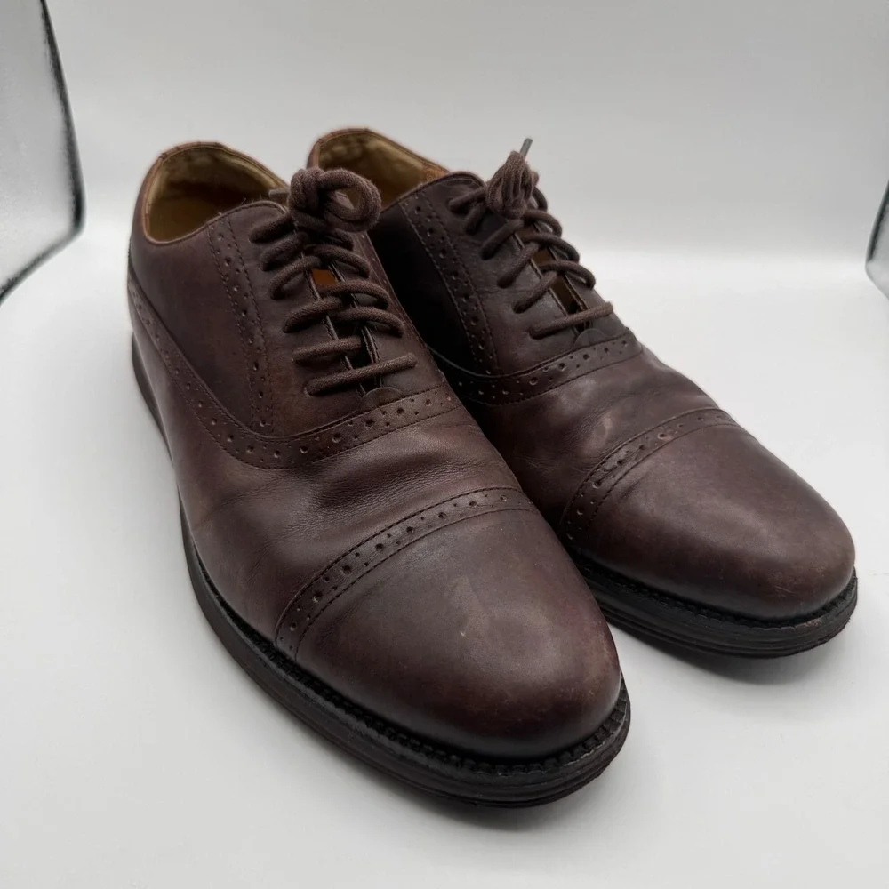 Cole Haan LunarGrand Brown Leather Cap Toe Oxford Shoes C12610 Mens 12 M